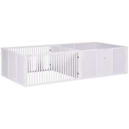 PawHut Wooden Whelping Box for Dogs, Adjustable Entrance, Large Puppy Playpen, 81" x 39" x 20", White