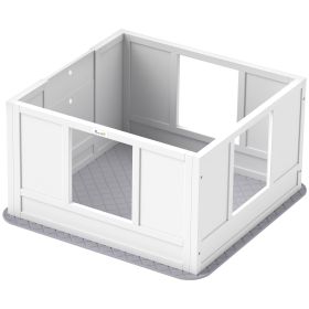 PawHut 33" Whelping Box for Dogs, Puppy Whelping Pen with Adjustable Entrance & Non-slip Foot Pads, for Small Dogs, White