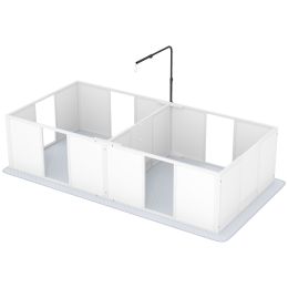 PawHut Whelping Box for Dogs w/ Retractable Light Stand, Waterproof Pee Pad & Adjustable Height Door for Medium Breed Dogs