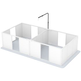 PawHut Whelping Box for Dogs w/ Retractable Light Stand, Waterproof Pee Pad & Adjustable Height Door for Medium Breed Dogs