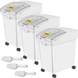 VEVOR Ingredient Bin, 5.2 Gallons Capacity Ingredient Storage Bin, 3 Pcs/Set, PP Material Flour Bins On Wheels