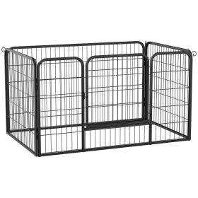 32"W 4-Panel Metal Dog Pen Exercise Pet Playpen Dog Indoor/Outdoor Fence, Black