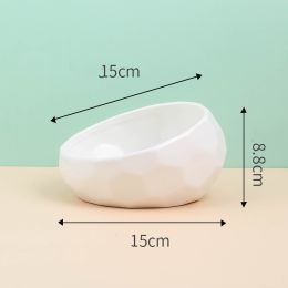 Pet Supplies Bowl Ceramic Cat Bowl Dog Bowl Oblique Mouth (Option: White)