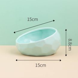 Pet Supplies Bowl Ceramic Cat Bowl Dog Bowl Oblique Mouth (Option: light green)