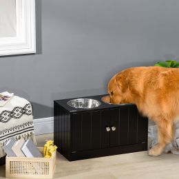 Large Elevated Dog Bowls with Storage Cabinet Containing Large 44L Capacity (Option: Black-705x380x155 mm)
