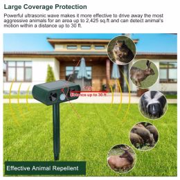 Ultrasonic Animal Repellent Solar Motion Sensor Repellent IPX4 Outdoor Waterproof Type, No Delivery On Weekends (Option: Green)