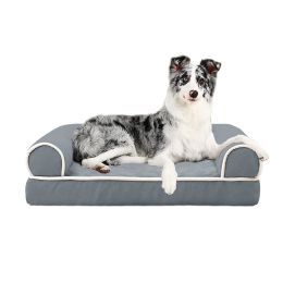 1Pc Dog Bed Pet Bed Sofa Dog Couch Pet Cushion Carpet Mattress With Washable And Removable Cover For Medium Large Dogs (Option: Grey-XL)