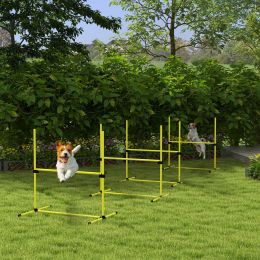 6 Piece Dog Agility Set with Adjustable Height Jump Bars (Option: Yellow-950x180x180 mm)