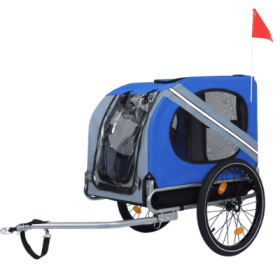 Large Folding Bike Trailer For Dogs  120LB Capacity All-Terrain Pet Carrier, Durable Steel Frame For Cycling, Jogging, Camping  Outdoor Adventure (Option: BlueGrey)