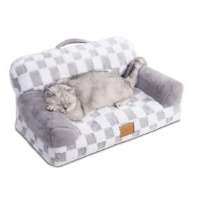 Jacquard Luxury Solid Color Pattern Leather Fur Machine Washable Detachable Cover Pet Bed (Option: Gray)