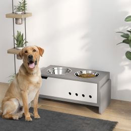 Dog Food Storage Cabinet with Bowls & Dog Feeding Station (Option: Gray-680x360x170 mm)