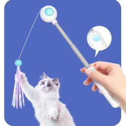 Retractable Laser Cat Stick Toys Cat Toy BallsKitten Playing Cat Laser Teaser Wand  ABS  PPMaterial   Safe And None Toxic, Universalinteractive T (Option: Blue)