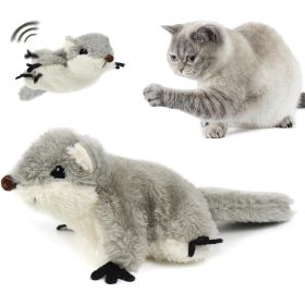 Pet Toys Cat Catnip Toys Flapping Squirrel, Rechargeable Touch Activated Kitten Toys, Lifelike Interactive Cats Toy Indoor, Cat Kicker Plush Toys (Option: Grey)