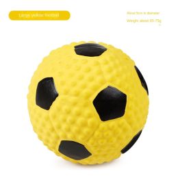 Squeaky Dog Toys; Natural Latex Rubber Dog Balls;  Soft ;  Bouncy & Durable for Small Medium Dogs Puppy Interactive Chew Sound Fetch Play (colour: Large yellow football)