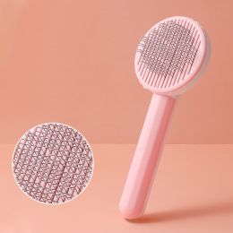 1pc Pet Grooming Brush Hair Removal Comb With Stainless Steel Teeth; Dematting Brush For Dogs & Cats (Color: Pink)