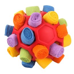 Dog Sniffing Ball Innovative Pet Shaking Training Toys for Pet Training Tooth Cleaning Puppy Chew Relieve Boredom Dog Toy (Color: Red ball-iridescence)