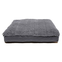 DGS Pet Products Dirty Dog Rectangle Bed Medium Brown 26" x 34" x 4" (Color: Cool Grey, size: large)