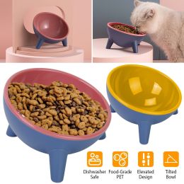 Raised Tilted Elevated Cat Food Bowl Pet Backflow Prevention Water Dish Feeding Bowl for Cats Small Dogs GPCT3388 (Color: Red)
