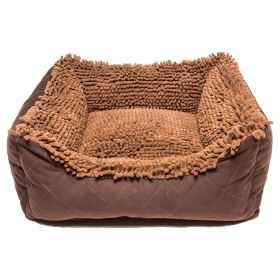 DGS Pet Products Dirty Dog Lounger Bed Small Brown 22" x 20" x 8" (Color: Brown, size: large)
