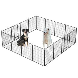 Dog Playpen Outdoor, 16 Panels Dog Pen 40" Height Dog Fence Exercise Pen with Doors for Large/Medium/Small Dogs, Portable Pet Playpen for Yard, R (Color: as Pic)
