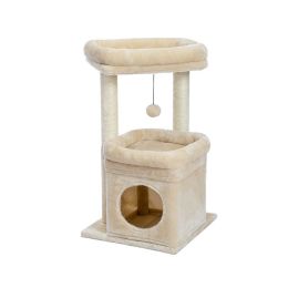 Indoor Small Natural Sisal Plush Cat Tower (Type: Pet supplies, Color: Beige)