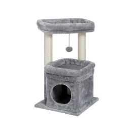Indoor Small Natural Sisal Plush Cat Tower (Type: Pet supplies, Color: Grey)